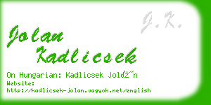 jolan kadlicsek business card